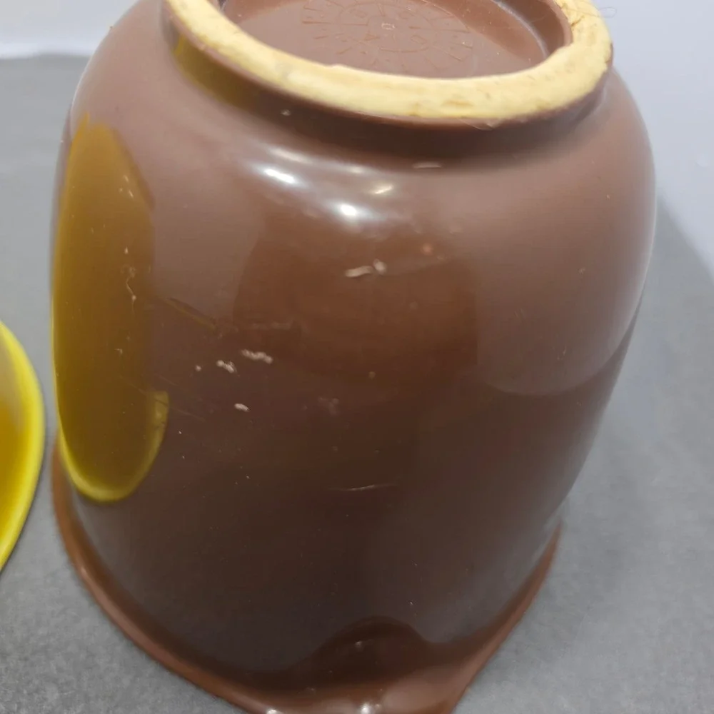 Vintage Tupperware 1.4L Measuring Mixing Pitcher Set Yellow Brown Retro 6 Cup  G